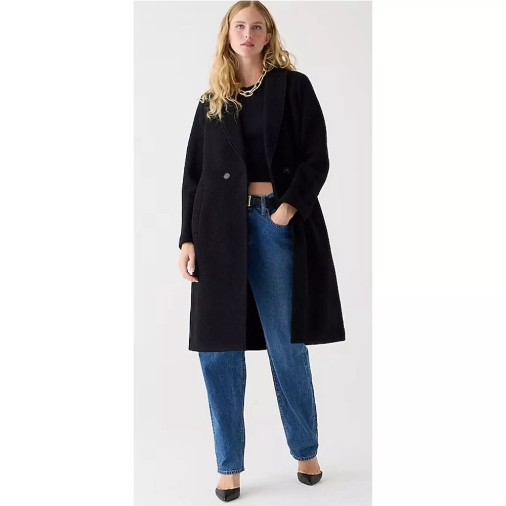 J. Crew Daphne Topcoat in Italian Boiled Wool Black Size 14